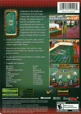 High Rollers Casino (USA) box cover back